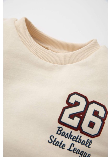 Erkek Bebek 2'li Takım Baskılı Bisiklet Yaka Sweatshirt Üst Beli Lastikli Jogger Eşofman Altı D2598A524AU