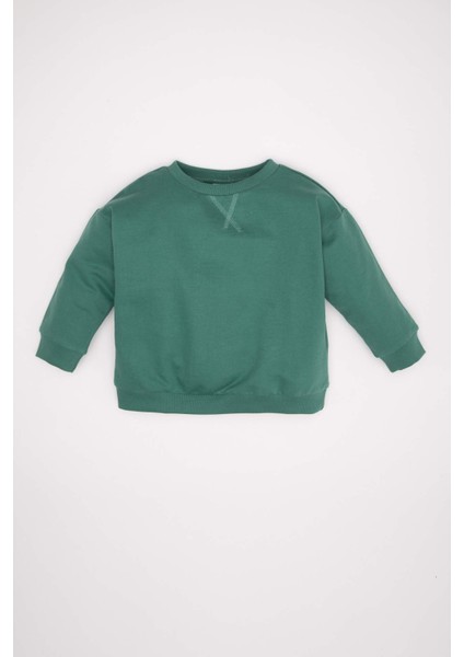 Erkek Bebek %100 Pamuk Bisiklet Yaka Basic Düz Sweatshirt A7343A524AU