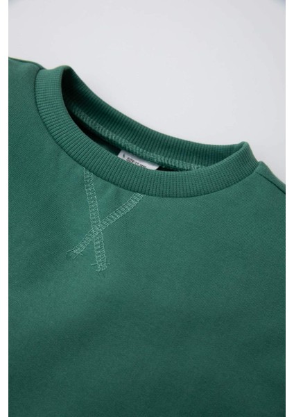 Erkek Bebek %100 Pamuk Bisiklet Yaka Basic Düz Sweatshirt A7343A524AU