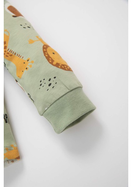 Erkek Bebek Pijama Takımı Penye Safari Desenli Uzun Kollu Üst Uzun Alt D3553A524WN