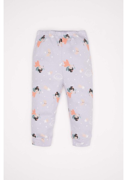 Kız Bebek Pijama Takım Desenli Uzun Kollu Üst Beli Lastikli Uzun Alt D3622A524WN