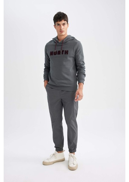 Regular Fit Kapüşonlu Baskılı Kalın Sweatshirt L5850AZ24AU