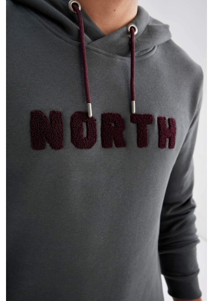 Regular Fit Kapüşonlu Baskılı Kalın Sweatshirt L5850AZ24AU