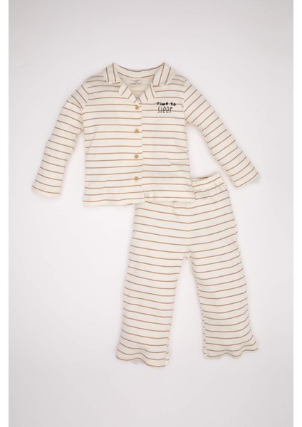 Erkek Bebek Pijama Takımı Çizgili Uzun Kollu Üst Uzun Alt D3548A524WN