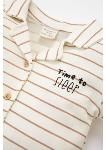 Erkek Bebek Pijama Takımı Çizgili Uzun Kollu Üst Uzun Alt D3548A524WN