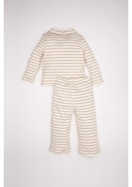 Erkek Bebek Pijama Takımı Çizgili Uzun Kollu Üst Uzun Alt D3548A524WN