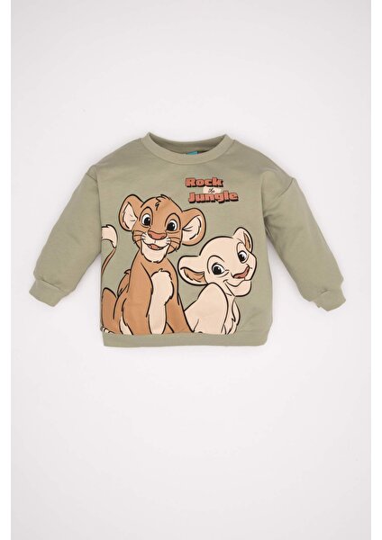 Erkek Bebek Yeşil Disney Lion King Regular Fit Bisiklet Yaka Sweatshirt D2932A524WN