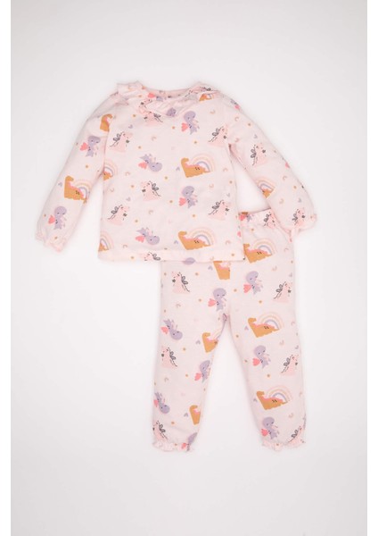 Kız Bebek Pijama Takım Dinazor Penye Baskılı Uzun Kollu Üst Uzun Alt D3621A524WN