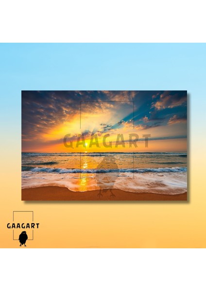 Tekli Yatay Kanvas Duvar Tablosu Bulutlar Ve Deniz Kıyısı modelleri