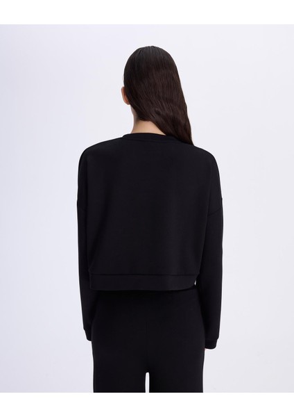 Greta Kadın Siyah Comfort Fit Sweatshirt fırsatları