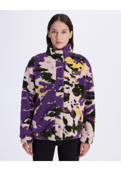 Authentic Neplina Kadın Siyah-Mor-Yeşil Comfort Fit Sherpa