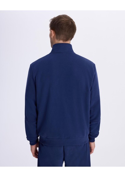 Authentic Italy Full Zip Erkek Mavi Comfort Fit Fermuarlı Eşofman Üstü