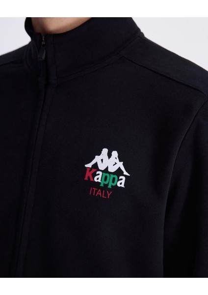 Authentic Italy Full Zip Erkek Siyah Comfort Fit Fermuarlı Eşofman Üstü