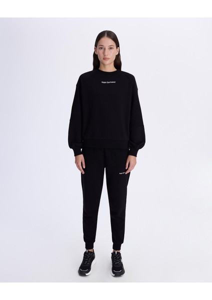 Authentic Angely Kadın Siyah Comfort Fit Sweatshirt