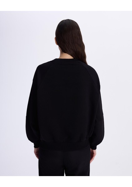 Authentic Angely Kadın Siyah Comfort Fit Sweatshirt modelleri