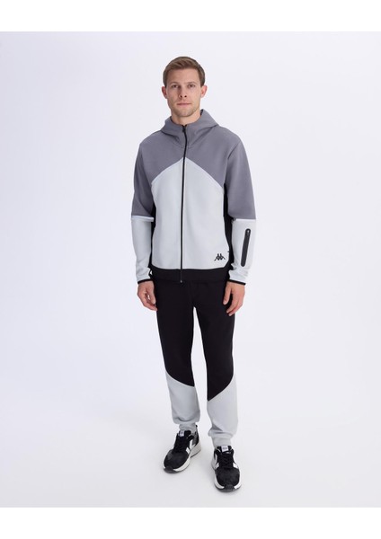 Authentic nisty Full Zip Erkek Gri-Siyah Regular Fit Fermuarlı Eşofman Üstü