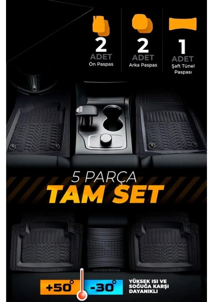 Dacia Duster Laureate 1.5 Dci 110 4x4 E2 I x Md 2014 Uyumlu Premium Üniversal Oto Paspas 4d Havuzlu - Lüks Özel Kutusunda Premium-Paspas