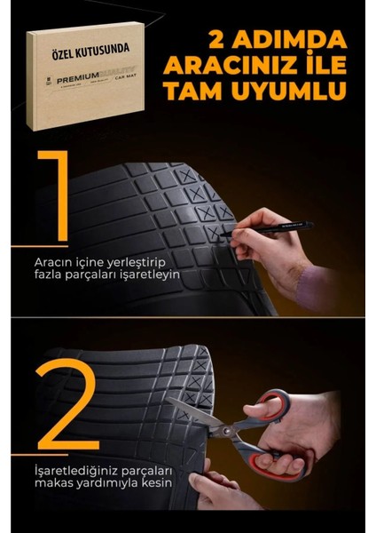 Dacia Duster Laureate 1.5 Dci 110 4x4 E2 I x Md 2014 Uyumlu Premium Üniversal Oto Paspas 4d Havuzlu - Lüks Özel Kutusunda Premium-Paspas