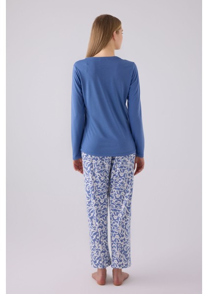 Kadın Uzun Kol Pijama Takım AR3069 Mavi