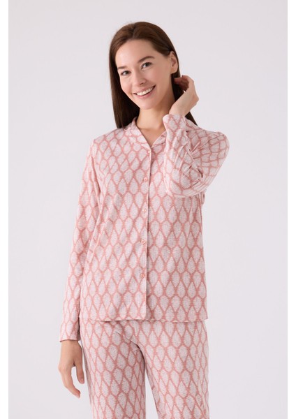 Kadın Gömlek Pijama AR3073 Retro Pembe