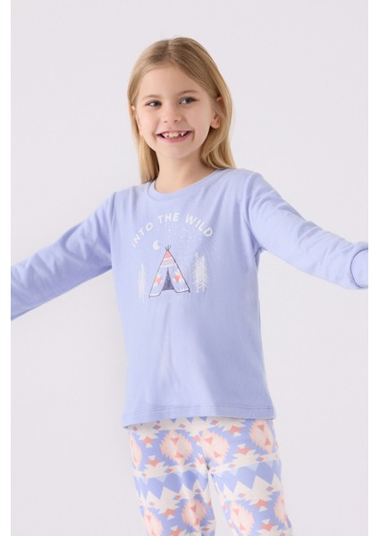Kız Çocuk Uzun Kol Pijama Takım AR3097 Lila fiyatları