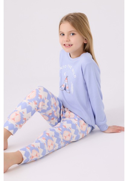 Kız Çocuk Uzun Kol Pijama Takım AR3097 Lila modelleri