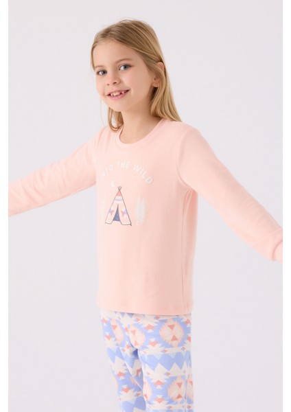 Kız Çocuk Uzun Kol Pijama Takım AR3097 Somon fiyatları