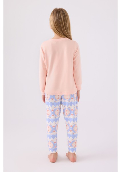 Kız Çocuk Uzun Kol Pijama Takım AR3097 Somon indirimleri