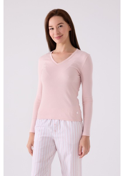 Kadın Uzun Kol Pijama Takım AR3120 Soft Pembe