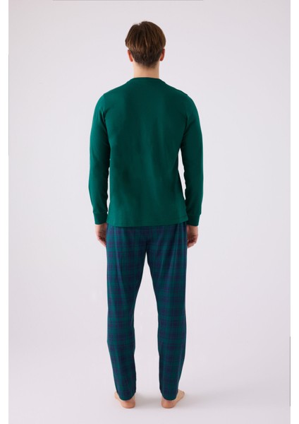 Erkek Koyu Yeşil Uzun Kol Pijama Takım indirimleri