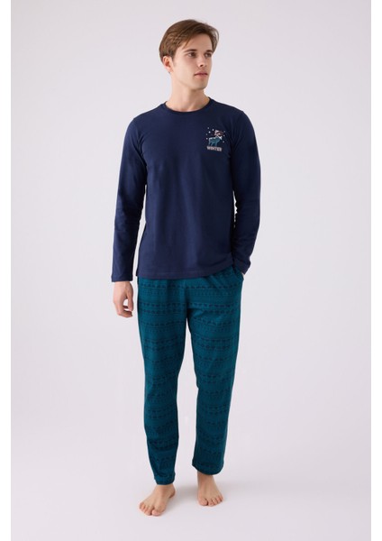 Erkek Uzun Kol Pijama Takım AR3135 Lacivert