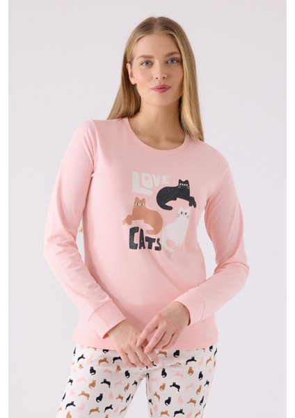 Kadın Uzun Kol Pijama Takım AR3057 Açık Pembe fiyatları