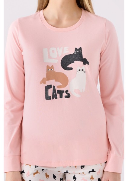 Kadın Uzun Kol Pijama Takım AR3057 Açık Pembe fırsatları