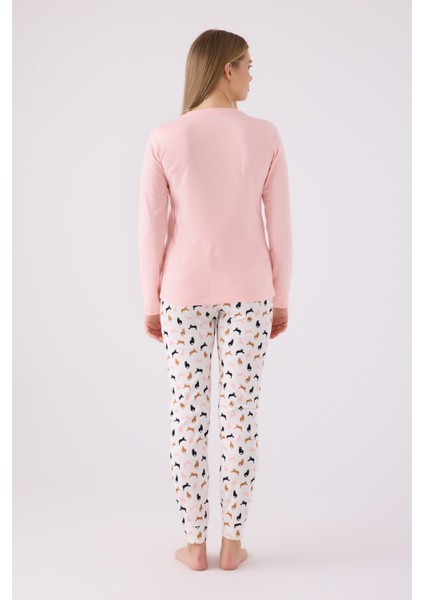 Kadın Uzun Kol Pijama Takım AR3057 Açık Pembe indirimleri