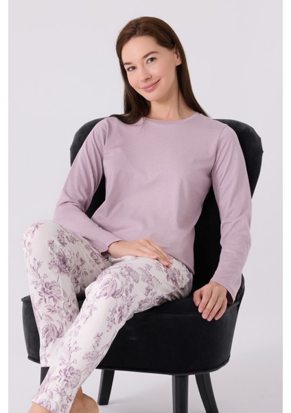 Kadın Uzun Kol Pijama Takım AR3118 Lila