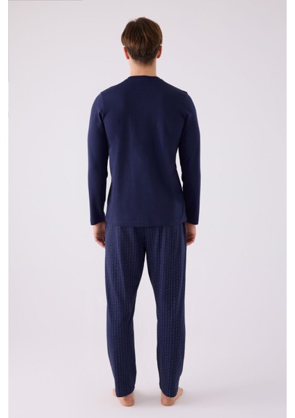 Erkek Uzun Kol Pijama Takım AR3130 Lacivert