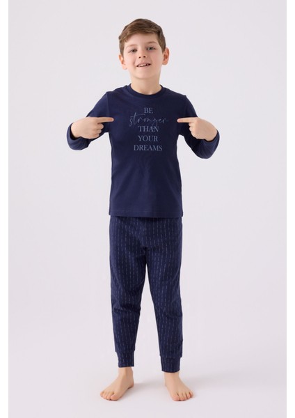 Erkek Çocuk Uzun Kol Pijama Takım AR3130 Lacivert
