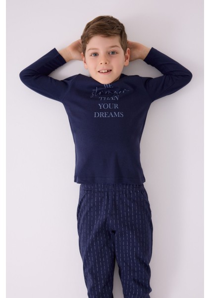 Erkek Çocuk Uzun Kol Pijama Takım AR3130 Lacivert modelleri