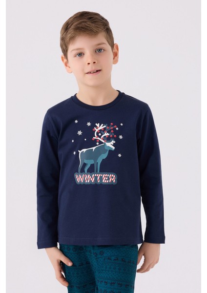 Erkek Çocuk Uzun Kol Pijama Takım AR3135 Lacivert