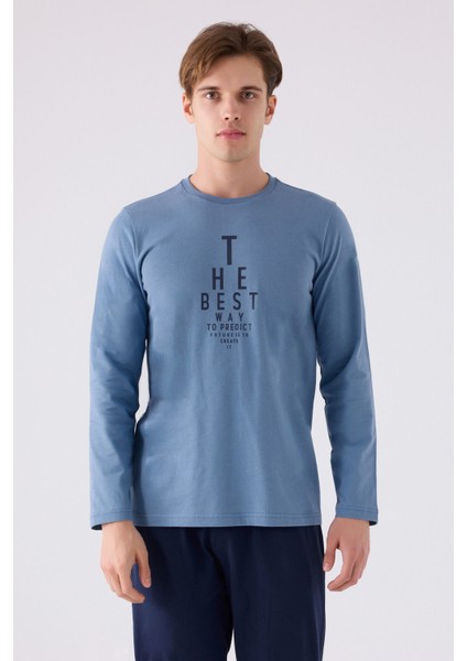 Erkek Uzun Kol Pijama Takım AR3142 Mavi fiyatları