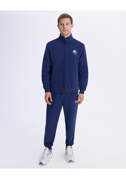 Authentic Italy Full Zip Erkek Mavi Comfort Fit Fermuarlı Eşofman Üstü