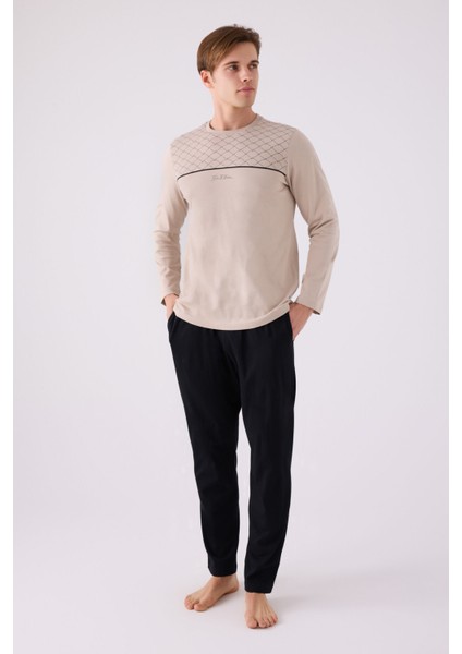 Erkek Uzun Kol Pijama Takım AR3140 Kum