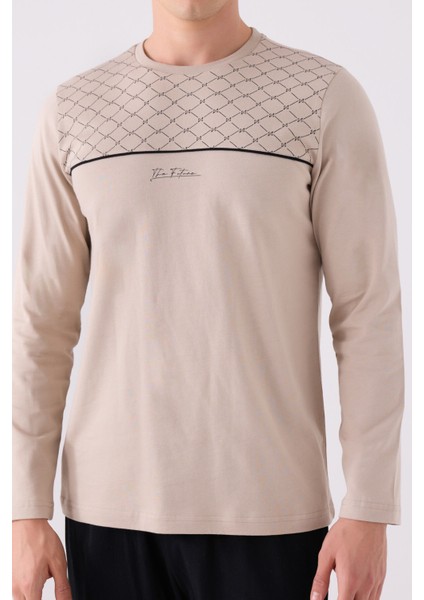 Erkek Uzun Kol Pijama Takım AR3140 Kum