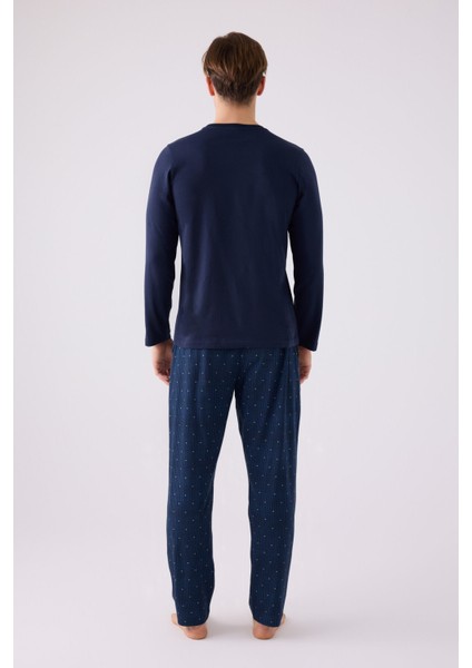 Erkek Uzun Kol Pijama Takım AR3146 Lacivert indirimleri