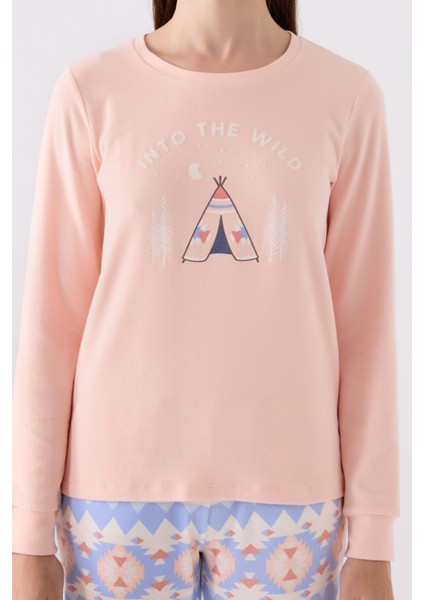 Kadın Uzun Kol Pijama Takım AR3097 Somon fırsatları