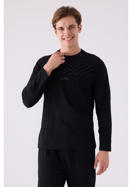 Erkek Uzun Kol Pijama Takım AR3140 Siyah