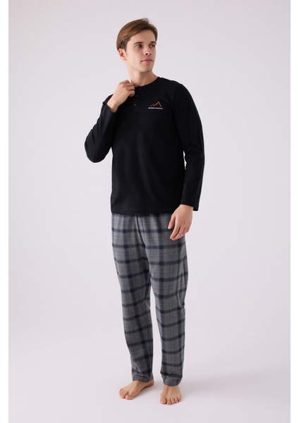 Erkek Uzun Kol Pijama Takım AR3152 Siyah