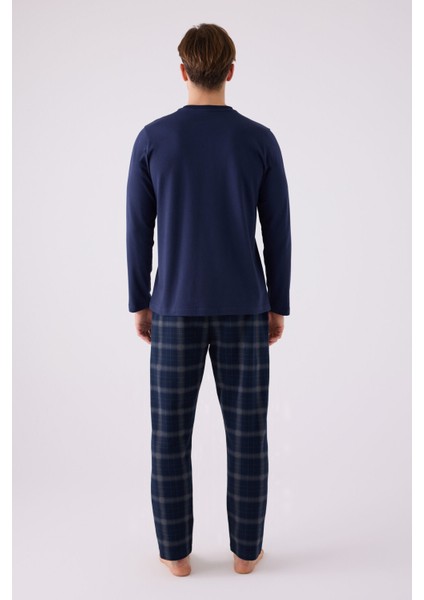 Erkek Uzun Kol Pijama Takım AR3152 Lacivert