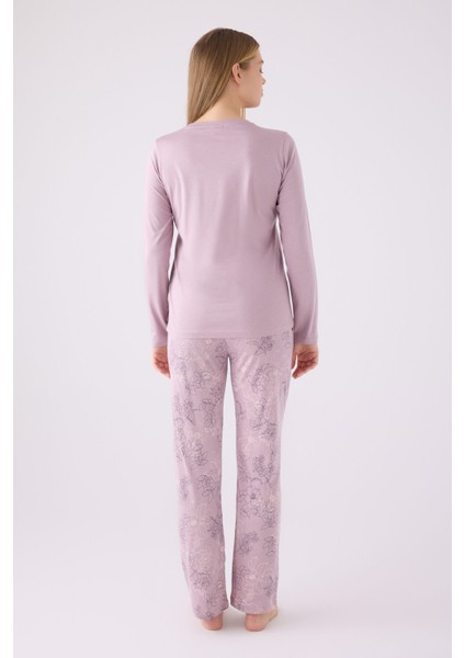 Pıerre Cardın Kadın Uzun Kol Pijama Takım PC8873 Açık Gül Kurusu