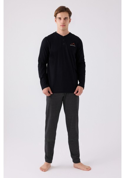 Erkek Uzun Kol Pijama Takım AR3172 Siyah modelleri